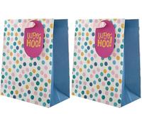Hallmark Bolsa de regalo mediana multiocasión, diseño de lunares rosas y azules (Paquete de 2)