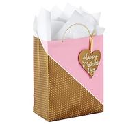Hallmark Bolsa de regalo mediana para el día de la madre con papel de seda (lunares rosas y dorados)