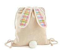 Hallmark - Bolsa de regalo reutilizable para la caza de huevos de Pascua con cordón (estampado a cuadros de primavera)