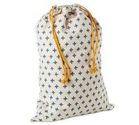 Hallmark Bolsa grande de lona de 48,26 cm con cordón amarillo (marfil y azul) para cumpleaños, baby showers, Día del Padre