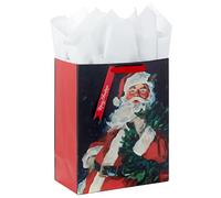 Hallmark Bolsa grande de regalo de Navidad de 13 pulgadas con papel de seda y etiqueta de regalo (Papá Noel tradicional) para niños, adultos, amigos, familia