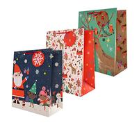 Hallmark Bolsas de, paquete de 3 bolsas grandes en 3 diseños festivos de Papá Noel y renos