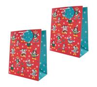 Hallmark Bolsas de regalo de Disney, paquete de 2, bolsas de regalo grandes, Navidad, Mickey Mouse, Minnie Mouse, pato Donald y Goofy, rojo, azul