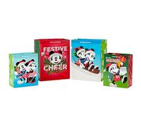 Hallmark Bolsas de regalo de Navidad de Mickey y Minnie en varios tamaños (4 bolsas: 2 medianas de 9 pulgadas, 2 grandes de 13 pulgadas) para niños, nietos, fanáticos de Disney y coleccionistas