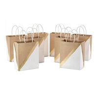 Hallmark Bolsas de regalo de papel medianas de 9 pulgadas (8 bolsas: blanco, dorado y kraft) para Navidad, cumpleaños, bodas, Pascua, día de la madre, graduaciones, baby showers, despedidas de