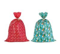 Hallmark Bolsas de regalo de plástico jumbo (2 bolsas: copos de nieve en rojo, muñecos de nieve rústicos) para equipaje de mano, animales de peluche gigantes, juegos de cama