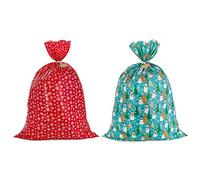 Hallmark Bolsas de regalo de plástico jumbo (2 bolsas: copos de nieve en rojo, muñecos de nieve rústicos) para equipaje de mano, animales de peluche gigantes, juegos de cama