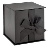 Hallmark - Caja de regalo pequeña de 4 pulgadas con lazo y relleno de papel triturado (negro) para el día de San Valentín, bodas, regalos de padrinos de boda, compromisos, graduaciones