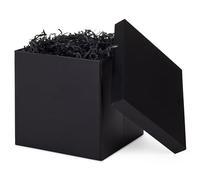 Hallmark Caja grande de 7 pulgadas con tapa y relleno de papel triturado (negro) para bodas, vacaciones, graduaciones, cumpleaños, aniversarios