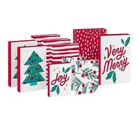 Hallmark Cajas de camisa de Navidad para regalos (10 cajas de ropa con tapas: 3 pequeñas de 11 pulgadas, 5 medianas de 14 pulgadas, 2 grandes de 16 pulgadas) rayas rojas y blancas, árbol verde con