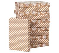 Hallmark Cajas de regalo medianas con tapas (12 cajas de camisa, copos de nieve blancos y rayas en papel kraft) para Navidad, bodas de invierno, despedidas de soltera
