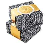 Hallmark Cajas de regalo pequeñas de 4 pulgadas con banda de envoltura (2 paquetes: gris geométrico, dorado"Disjoy!") para bodas, graduaciones, compromisos, cumpleaños, inauguración de la casa
