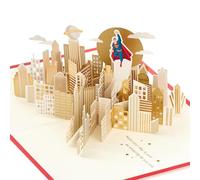Hallmark DC Comics Superman, tarjeta 3D y desplegable para cualquier ocasión, Clark Kent, cumpleaños, día del padre, hijo, papá, sobrino, superhéroe, dorado