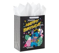 Hallmark Disney 13 """" Bolsa de regalo de cumpleaos grande con papel de seda (lilo y puntada) para nietos para nios amigos