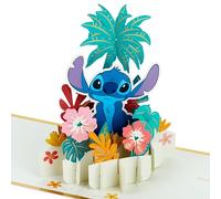 Hallmark Disney Lilo & Stitch, tarjeta 3D y desplegable para cualquier ocasión, Stitch con flores hawaianas, cumpleaños, día del padre, hija, hijo, nieta, nieto, dorado