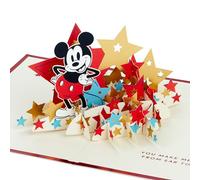 Hallmark Disney Mickey Mouse, tarjeta 3D y desplegable para cualquier ocasión, estrellas de celebración, cumpleaños, día del padre, hija, hijo, sobrina, sobrino, rojo, azul, dorado