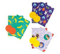 Hallmark Divertido paquete de papel de regalo y etiquetas de regalo, 6 hojas y 6 etiquetas en 3 diseños diferentes