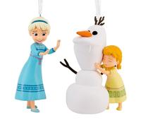 Hallmark Frozen Storied Moments Ornament, Elsa, Anna y Olaf, Disney, decoración de árbol, Coleccionable, Azul, Blanco, Verde