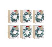 Hallmark Greenery & Berry Wreath - Bolsa de regalo de Navidad, tamaño mediano, juego de 6