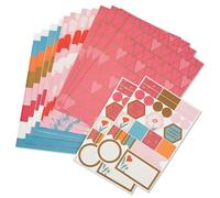 Hallmark Hojas de papel de regalo planas rosas con líneas de corte en el reverso (12 hojas plegadas con sellos adhesivos) flores de primavera, rayas, corazones para el día de San Valentín, Pascua, día