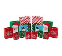 Hallmark Image Arts - Paquete surtido de bolsas de regalo navideñas (16 bolsas: 6 pequeñas de 5 pulgadas, 6 medianas de 8 pulgadas, 2 grandes de 11 pulgadas, 2 XL de 14 pulgadas), rojo y verde, Papá
