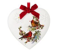 Hallmark Keepsake Adorno de Navidad 2024, cardenales de Navidad, Porcelana, Regalos para los Amantes de la Naturaleza