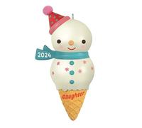 Hallmark Keepsake Adorno de Navidad 2024, Cono de Helado de muñeco de Nieve para Hija, Regalos Familiares