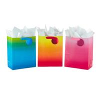 Hallmark Large Gift Bags Assortment with Tissue Paper-Ombré (Pack of 3 Gift Bags for Birthdays, Baby Showers, Bridal Showers, Holidays)