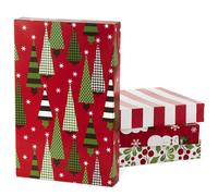 Hallmark Medium Christmas Gift Regalo con tapas (12 cajas de camisa 4 Diseos: Stripes de rboles Holly) para fiestas navideas Regalos de anfitriona