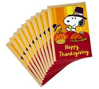 Hallmark Pack de tarjetas de Acciσn de Gracias de Peanuts, Snoopy y Woodstock (10 tarjetas con sobres)