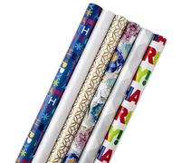 Hallmark Papel de regalo para todas las ocasiones con líneas de corte en la parte posterior de lunares y rayas (paquete de 6), paquete de 6 patrones de cumpleaños.