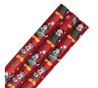 Hallmark Papel de regalo, rollo de envoltorio, paquete de 3, Disney, Mickey Mouse, Minnie Mouse, Navidad, rojo, 4 m cada uno