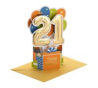 Hallmark Paper Wonder Collection - Tarjeta de cumpleaños 3D desplegable para 21 cumpleaños