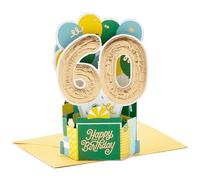 Hallmark Paper Wonder Collection - Tarjeta de cumpleaños 3D desplegable para 60 cumpleaños
