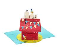 Hallmark Paper Wonder Peanuts - Tarjeta de cumpleaños desplegable, diseño de casa de perro de Snoopy