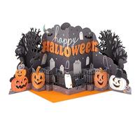 Hallmark Paper Wonder - Tarjeta de Halloween desplegable grande (calabazas en cementerio)