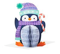 Hallmark Paper Wonder - Tarjeta de Navidad (diseño de pingüino de panal con bastón de caramelo)