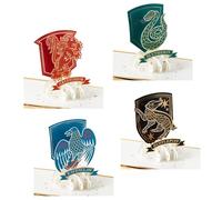 Hallmark Paquete de 4 tarjetas de felicitación 3D y desplegables de Harry Potter, paquete múltiple, escudo de la casa Hogwarts, Gryffindor, Slytherin, Ravenclaw, Hufflepuff
