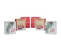 Hallmark Paquete de 6 bolsas de regalo de Navidad rústicas pequeñas de 6 pulgadas (6 bolsas: camión rojo, Tis the Season", cuadros rojos y blancos) para tarjetas de regalo, regalos para profesores,