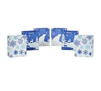 Hallmark Paquete de bolsas pequeñas de 6 pulgadas (6 bolsas: azul y blanco, oso polar, copos de nieve, reno y árboles) para tarjetas de regalo, regalos para profesores, recuerdos de fiesta de Navidad
