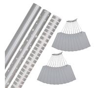 Hallmark Paquete de papel de regalo de Navidad plateado y etiquetas de regalo, 3 rollos de papel, 3 diseños con 2 paquetes de 10 etiquetas de regalo plateadas