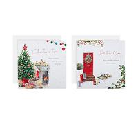 Hallmark Paquete múltiple de tarjetas de Navidad, tarjetas de caridad, paquete de 16 en 2 diseños clásicos de Lucy Cromwell, puerta roja, árbol de Navidad