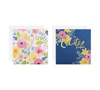 Hallmark Paquete múltiple de tarjetas de Pascua, paquete de 10 tarjetas de Pascua, diseños florales, blanco, dorado, azul
