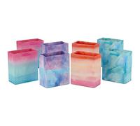 Hallmark Paquete pequeño de bolsas de regalo de 6 pulgadas (8 bolsas, 4 diseños de acuarela de teñido anudado en rosa, morado, azul, verde) para cumpleaños, Pascua, día de la madre, día de Galentine, profesores