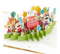Hallmark Peanuts Comics SNOOPY & Friends, tarjeta 3D y desplegable, para cualquier ocasión, cumpleaños, día del padre, Charlie Brown, fiesta, dorado