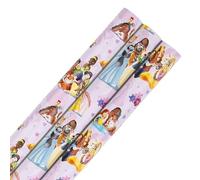 Hallmark Rollo de papel de regalo, paquete de 3 en 1, diseño de princesas y mascotas de Disney, 2 m cada uno, cumpleaños, Navidad, rosa