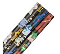 Hallmark Rollo de papel de regalo, paquete de 3 en 1, diseño de Star Wars, 2 m cada uno, cumpleaños, Navidad, color negro