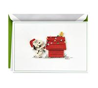 Hallmark Signature Peanuts - Tarjetas de Navidad en caja, luces de Snoopy (10 tarjetas con sobres)