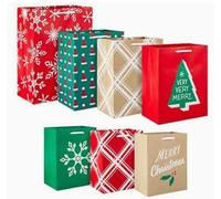 Hallmark Simply Styled - Paquete de bolsas de regalo de Navidad, S-M-L, surtido (7 unidades)