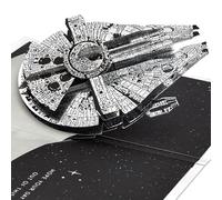 Hallmark Star Wars Halcón Milenario, tarjeta 3D y desplegable, para cualquier ocasión, cumpleaños, día del padre, Han Solo, temática espacial, plata